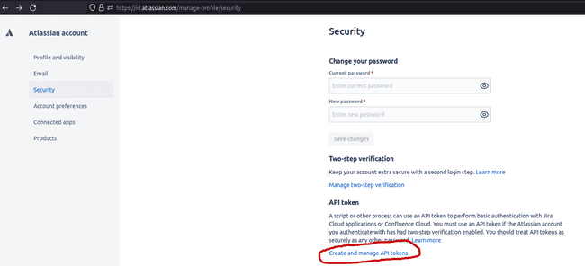 Creating an Atlassian token