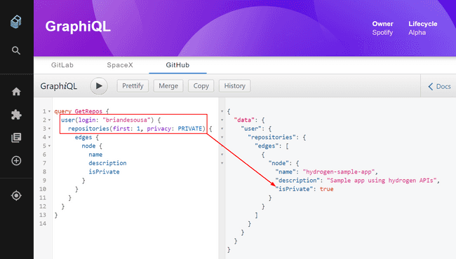 GitHub authenticated GraphQL API